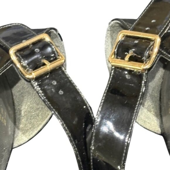 Stuart Weitzman Lineone Black Patent Leather Wedge Size 7 - Picture 7 of 10